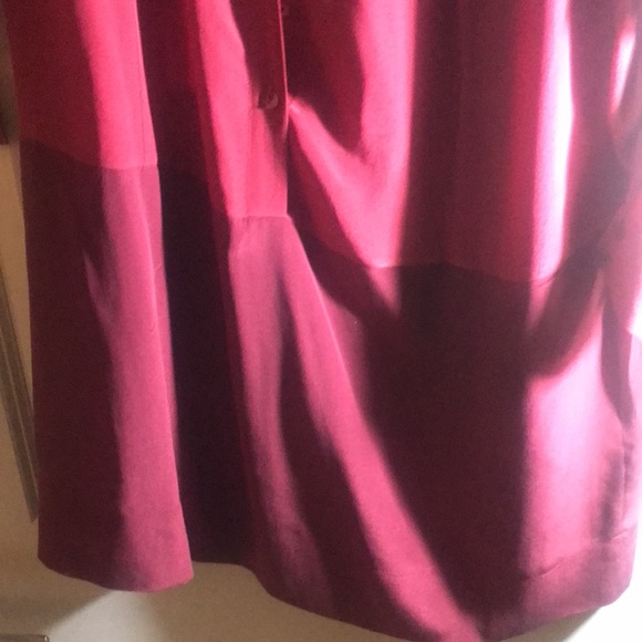 Eileen Fisher Two Tone Maroon 100% Silk Dress - Picture 2 of 4